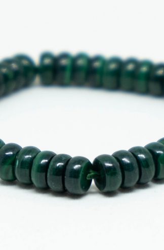 Green malachite bracelet with donut shaped beads